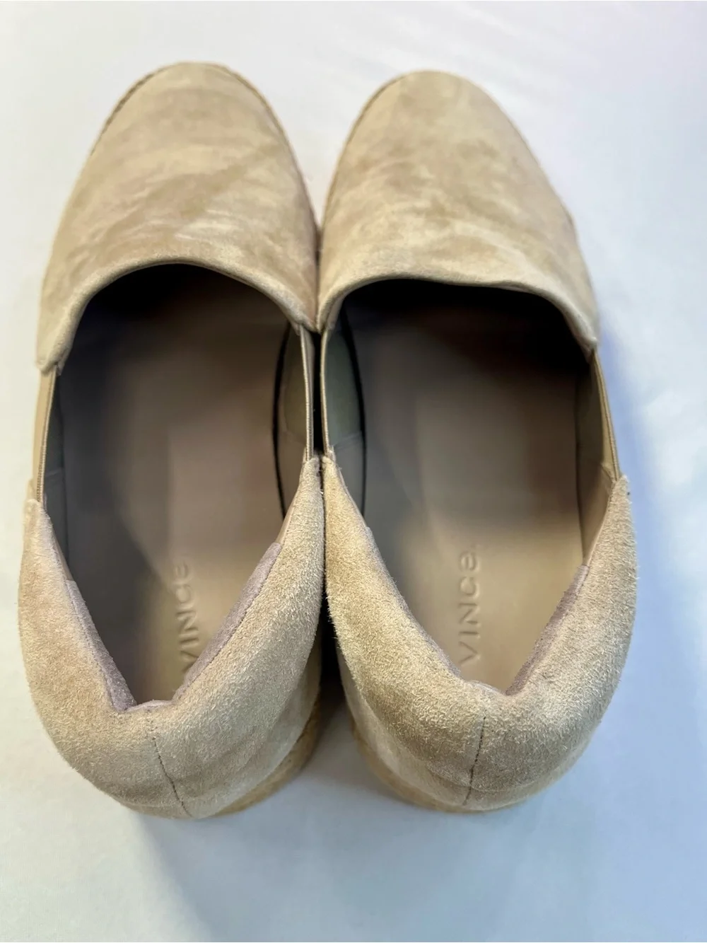 Vince Wilden Suede Espadrille Platform Shoes Tan Suede Slip-On Straw Women’s 9